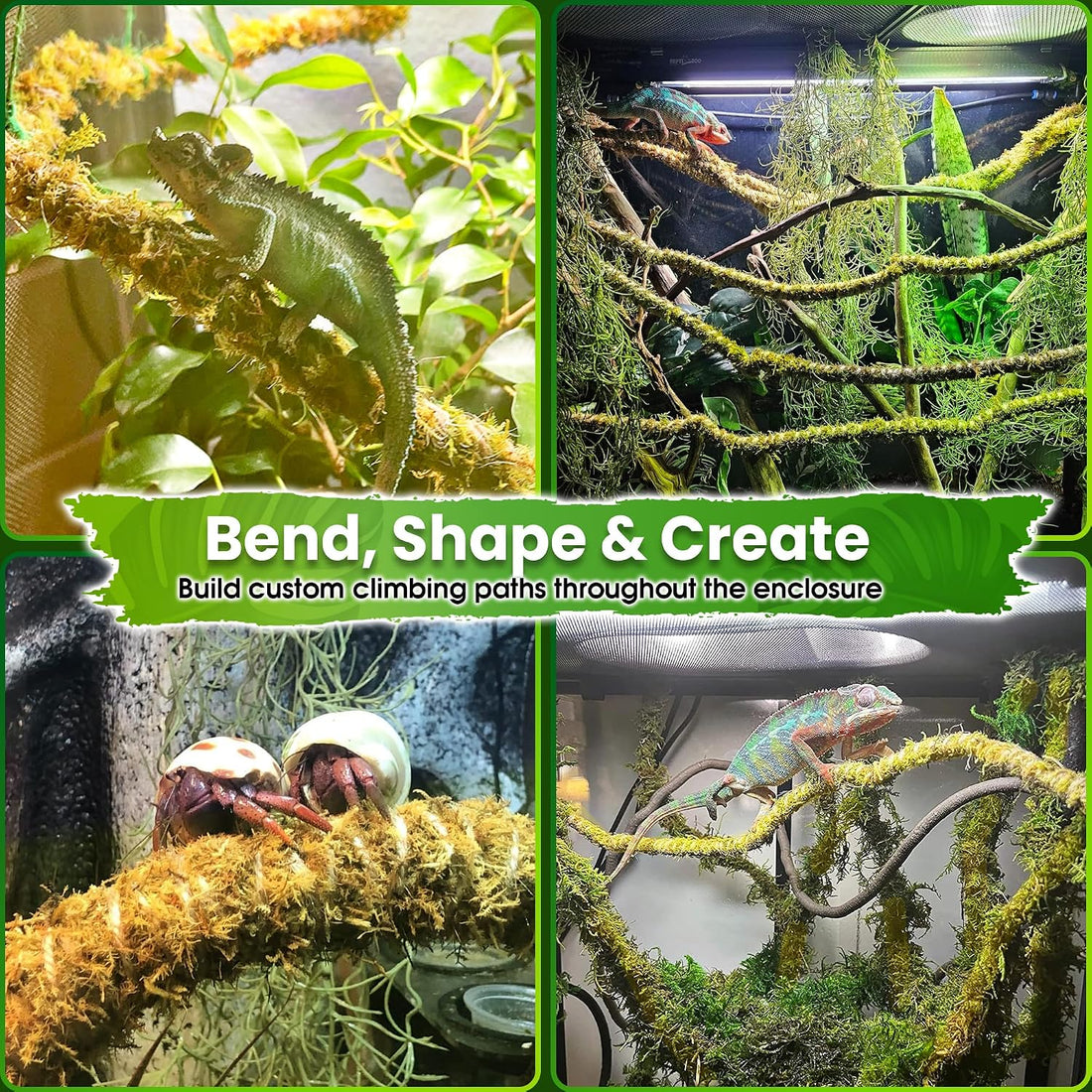 Duspro 10FT Reptile Vines for Climbing, Bendable Branch for Reptile