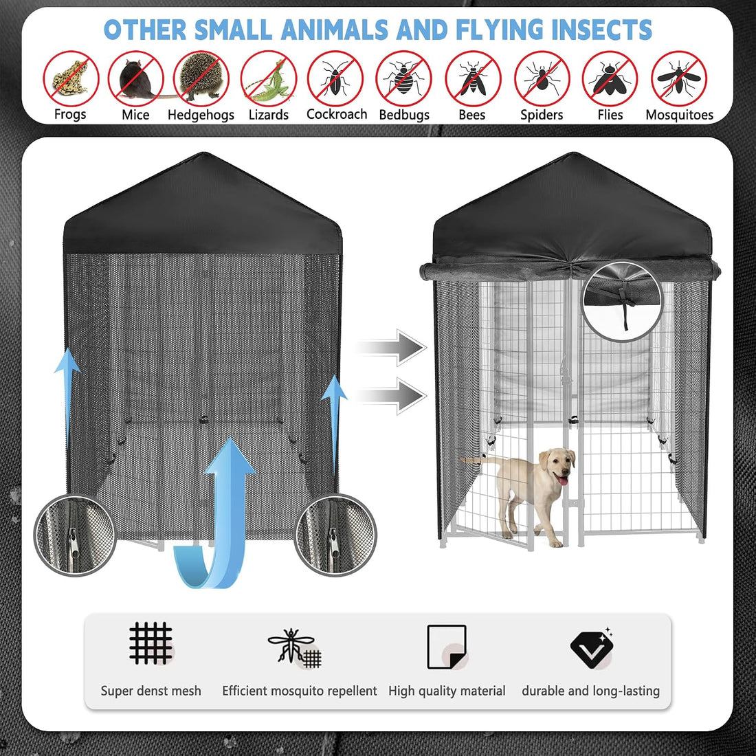 Outdoor Dog Kennel Cover, 8x4x6ft