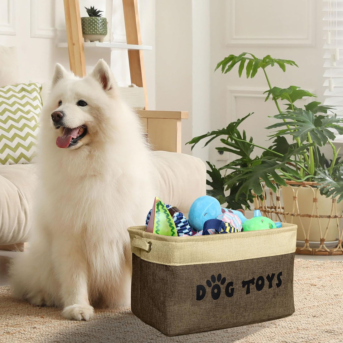 PET ARTIST Dog Toy Basket, Collapsible Dog Toy Bin Box