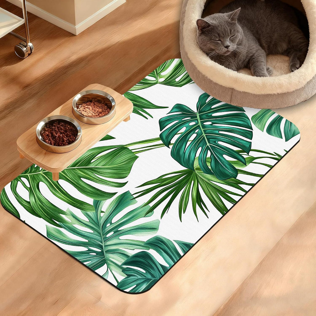Cats Dog Cat Food Mat,Absorbent Waterproof Placemat for Food