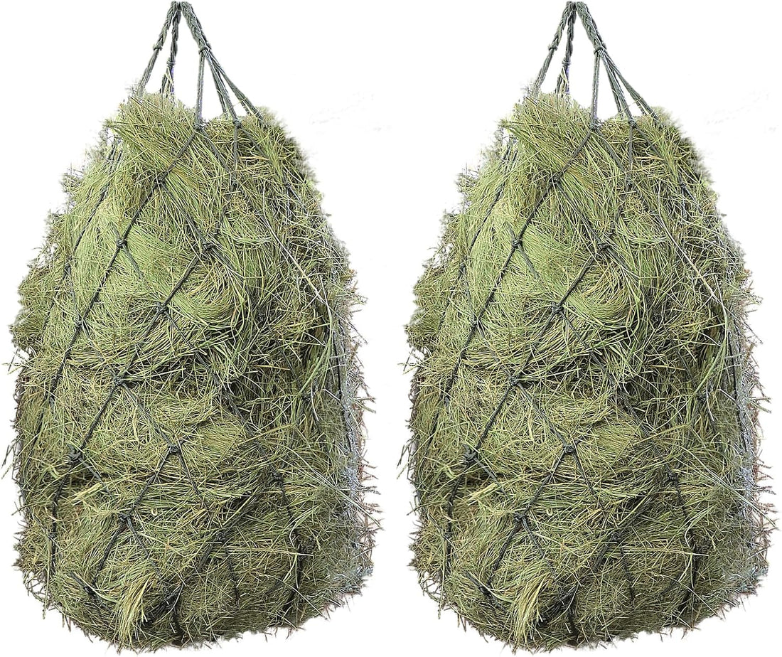 2PCS Slow Feed Hay Net for Horses, 1.5" Openings, Black, 35"x47"