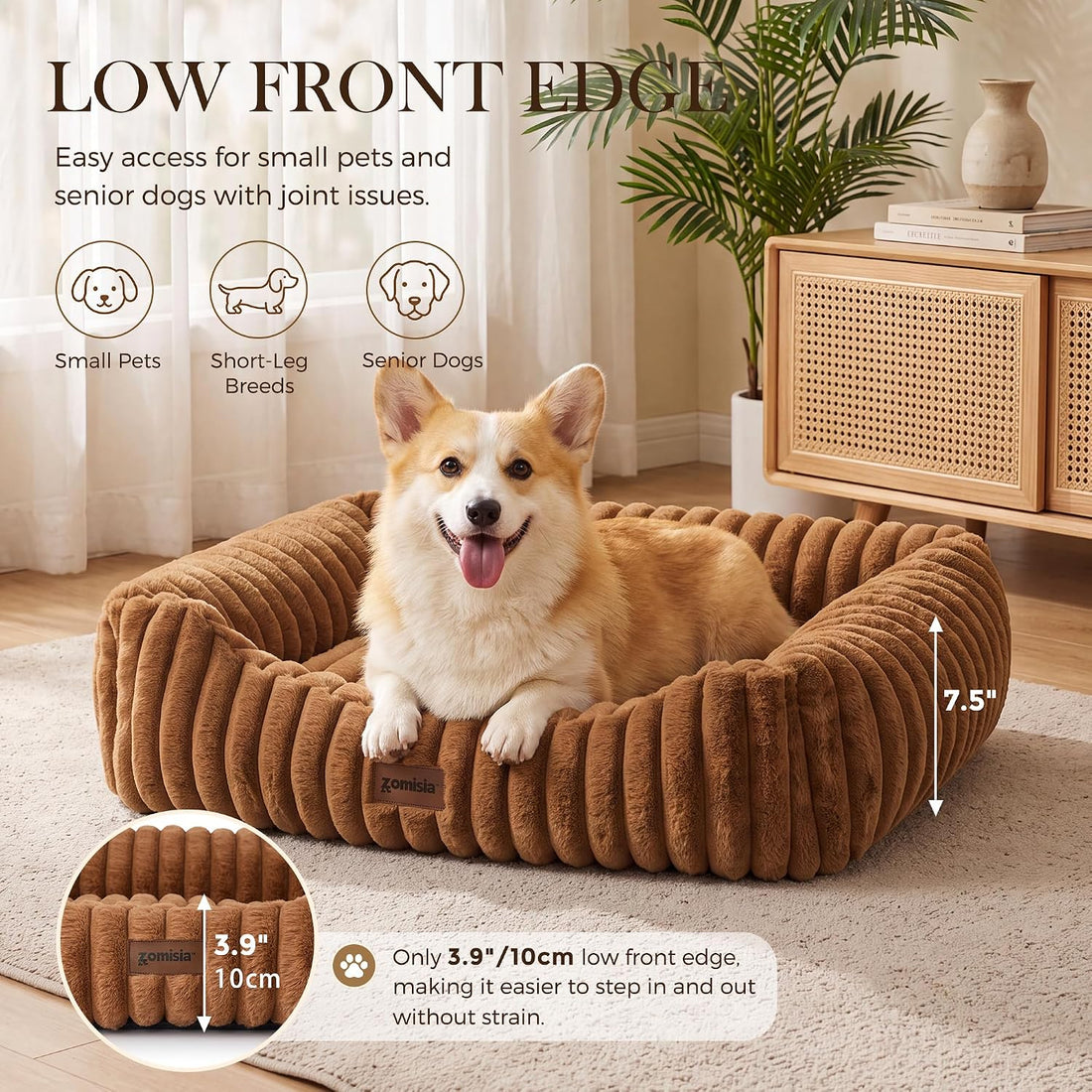 ZOMISIA Orthopedic Large Cat Bed with Removable Washable Cover