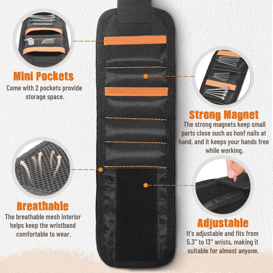 Antidious Magnetic Wrist Magnets for Holding Horseshoe Nails by