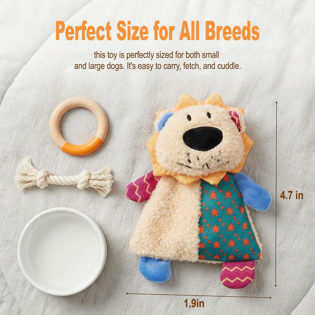 Squeaky Stuffed Dog Toy Small, No-Stuffing Crinkle Paper Dog Toy