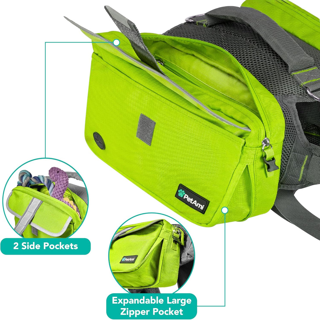 PetAmi Dog Backpack for Medium Large Dogs, Hiking Saddle Bag