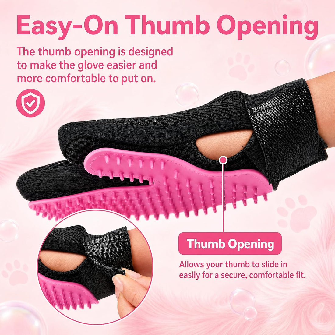 BYETOO Pet Dog Cat Grooming Glove with 261Tips,Gentle Deshedding