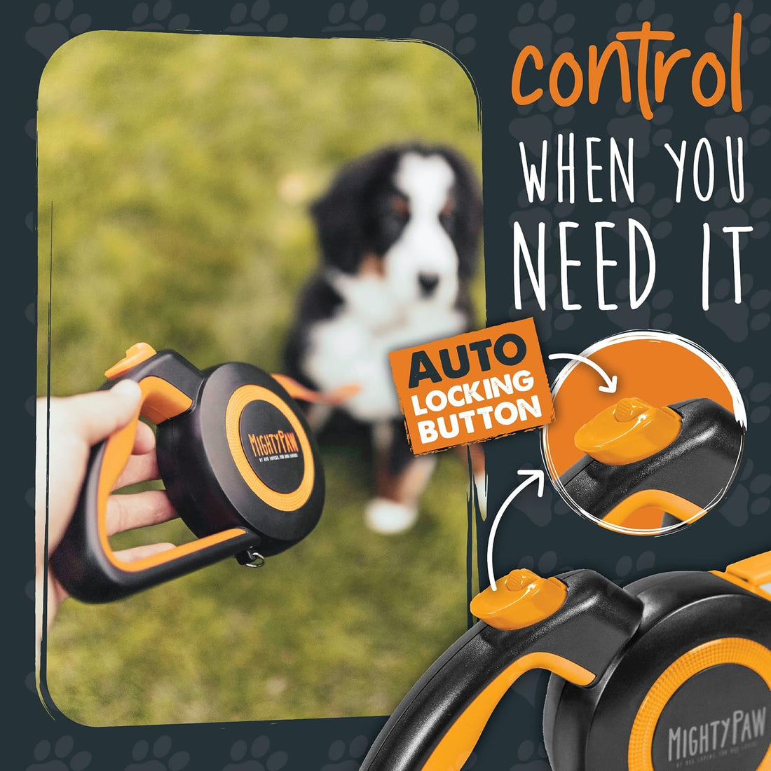 Mighty Paw Retractable Dog Leash, for Large Dogs, 50-110 lbs
