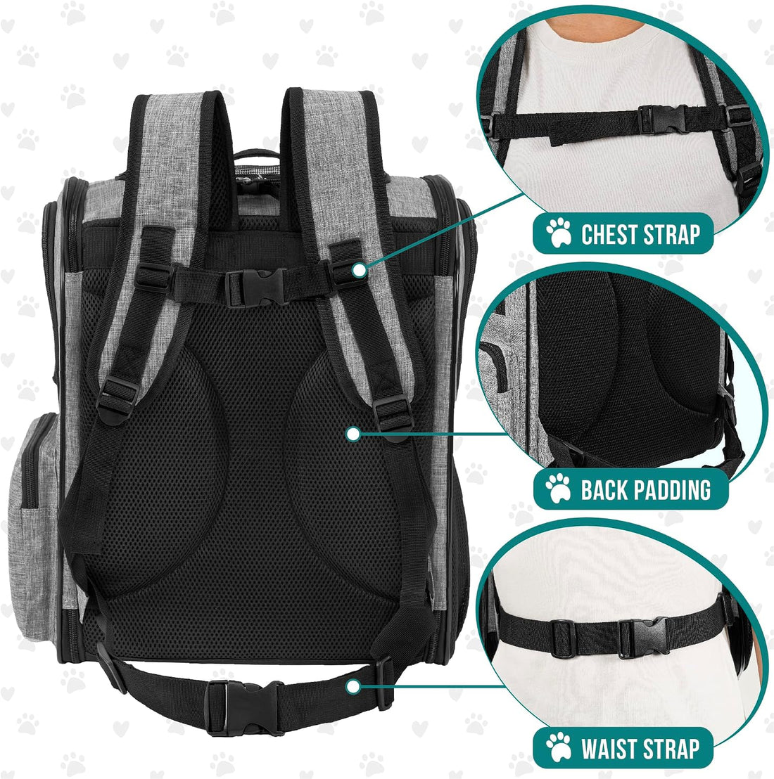 PetAmi Dog Backpack Carrier for Cats, 4-Way Entry Ventilated, 18 lbs