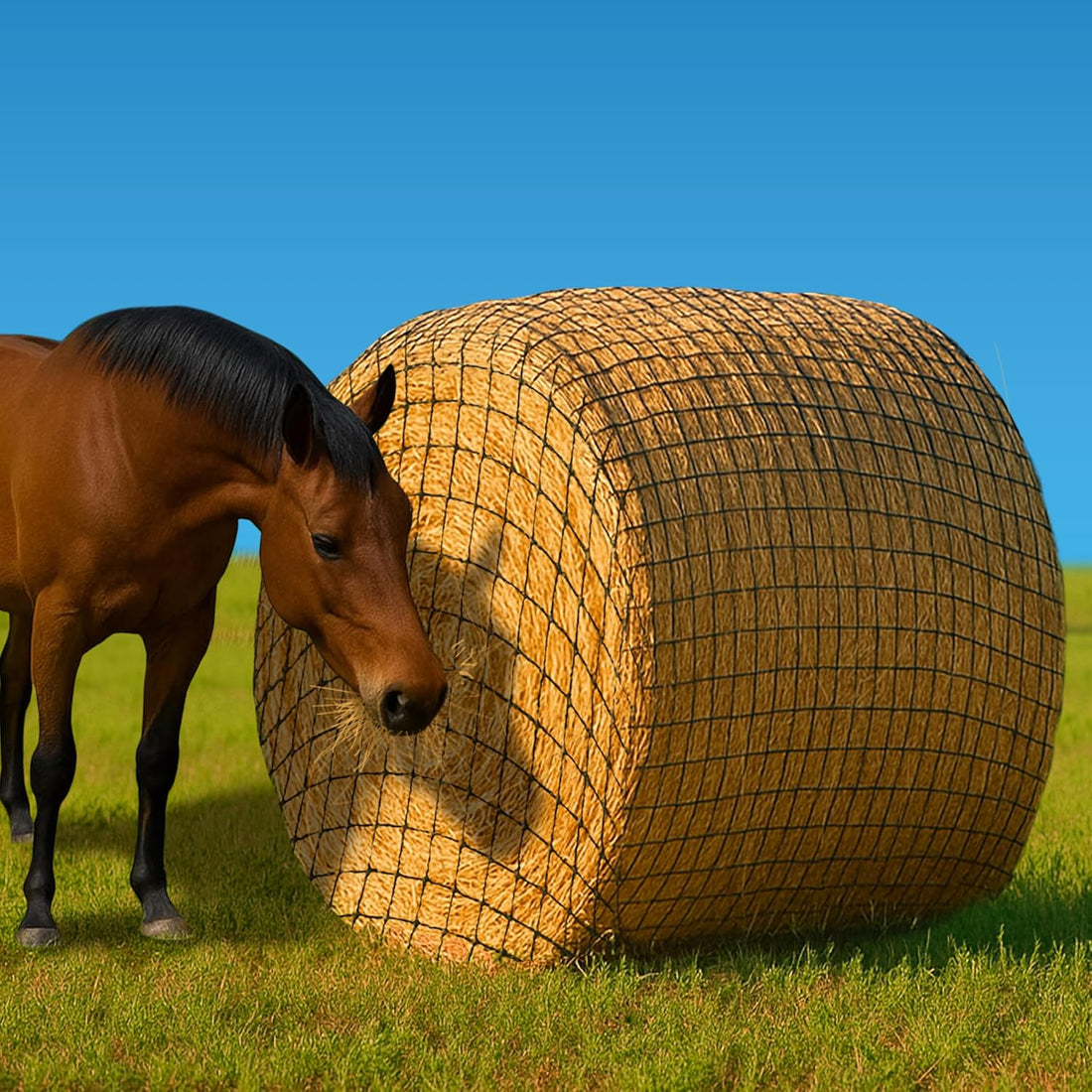 6x6 Ft Round Bale Hay Net for Horses