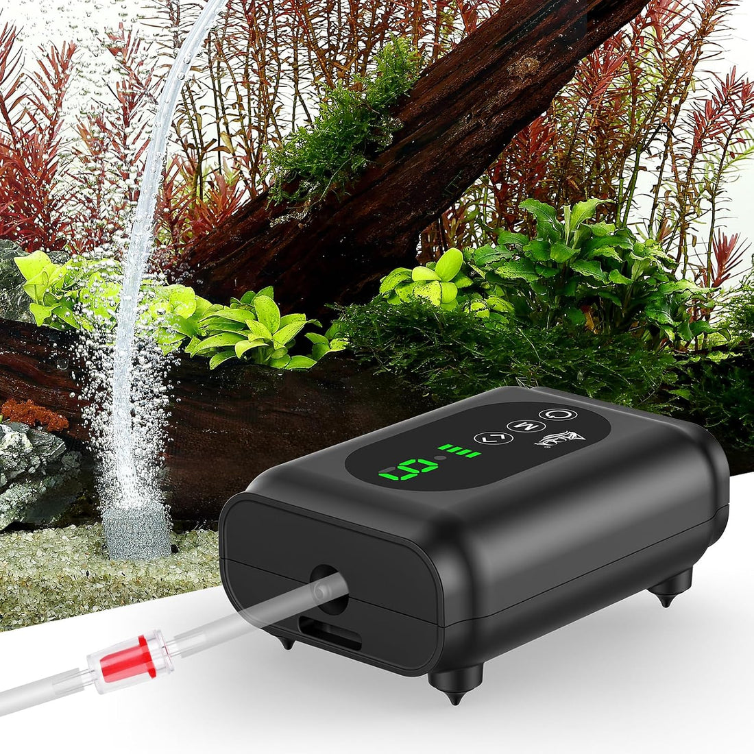 AQQA Battery Powered Aquarium Air Pump, Quiet Fish Tank Oxygen Pump
