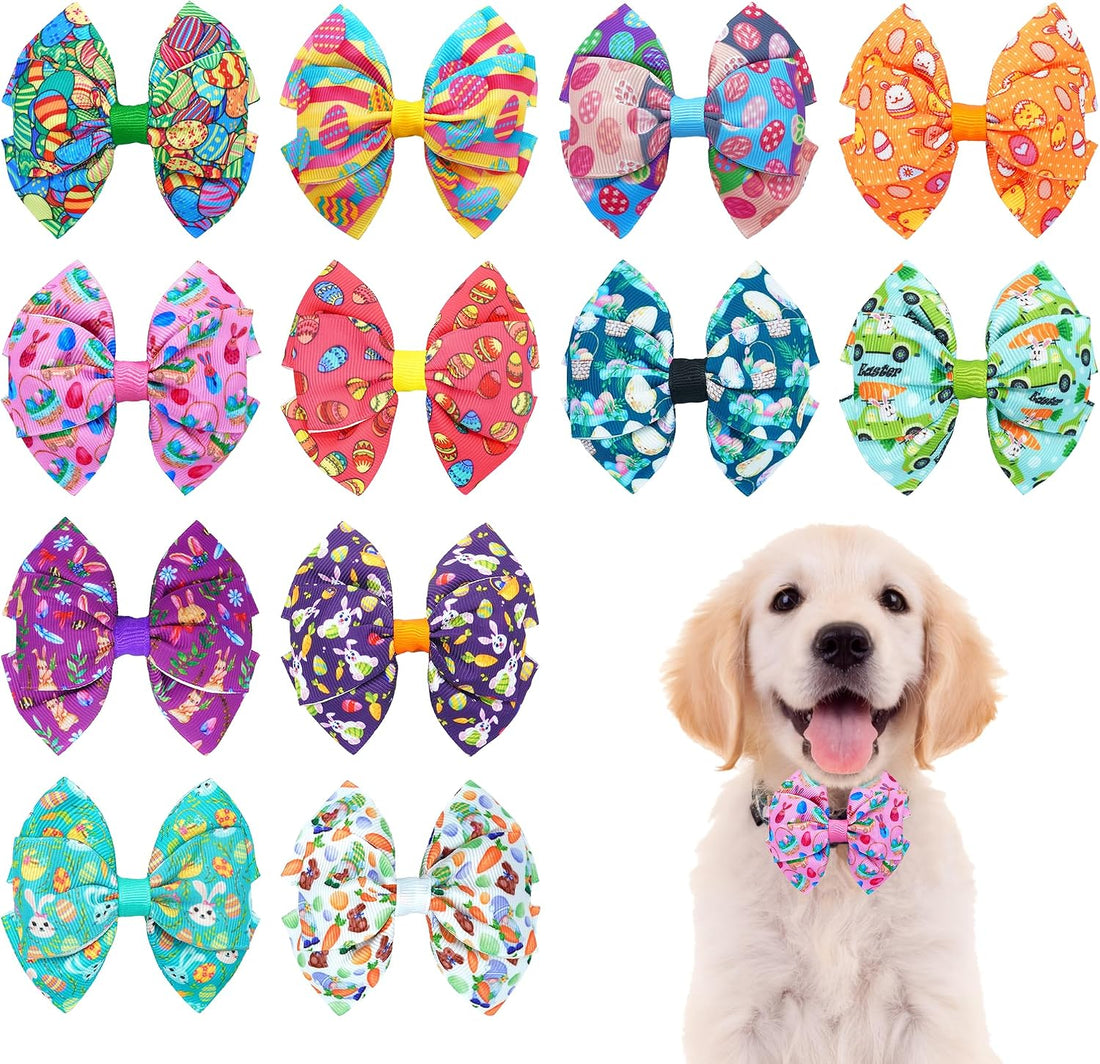 12PCS Christmas Dog Bowties Collar Attachment Sliding for Small