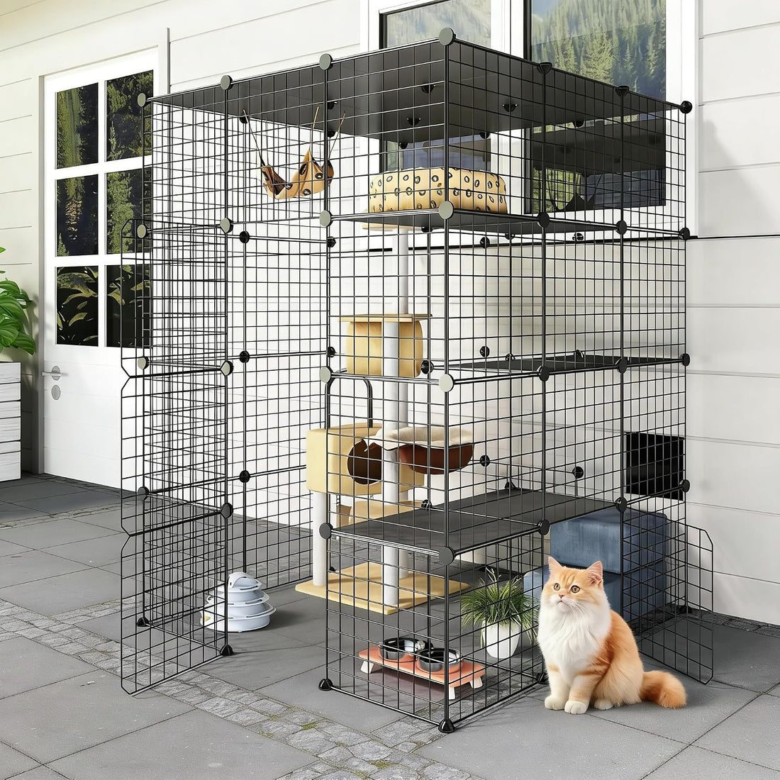 Oneluck 55 Inch Catio Outdoor Cat Enclosure with Super Large Enter