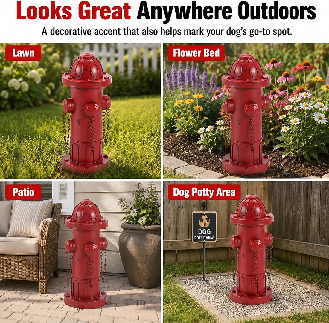 13.5" Vintage Metal Finish Dog Fire Hydrant Pee Post for Yard Puppy