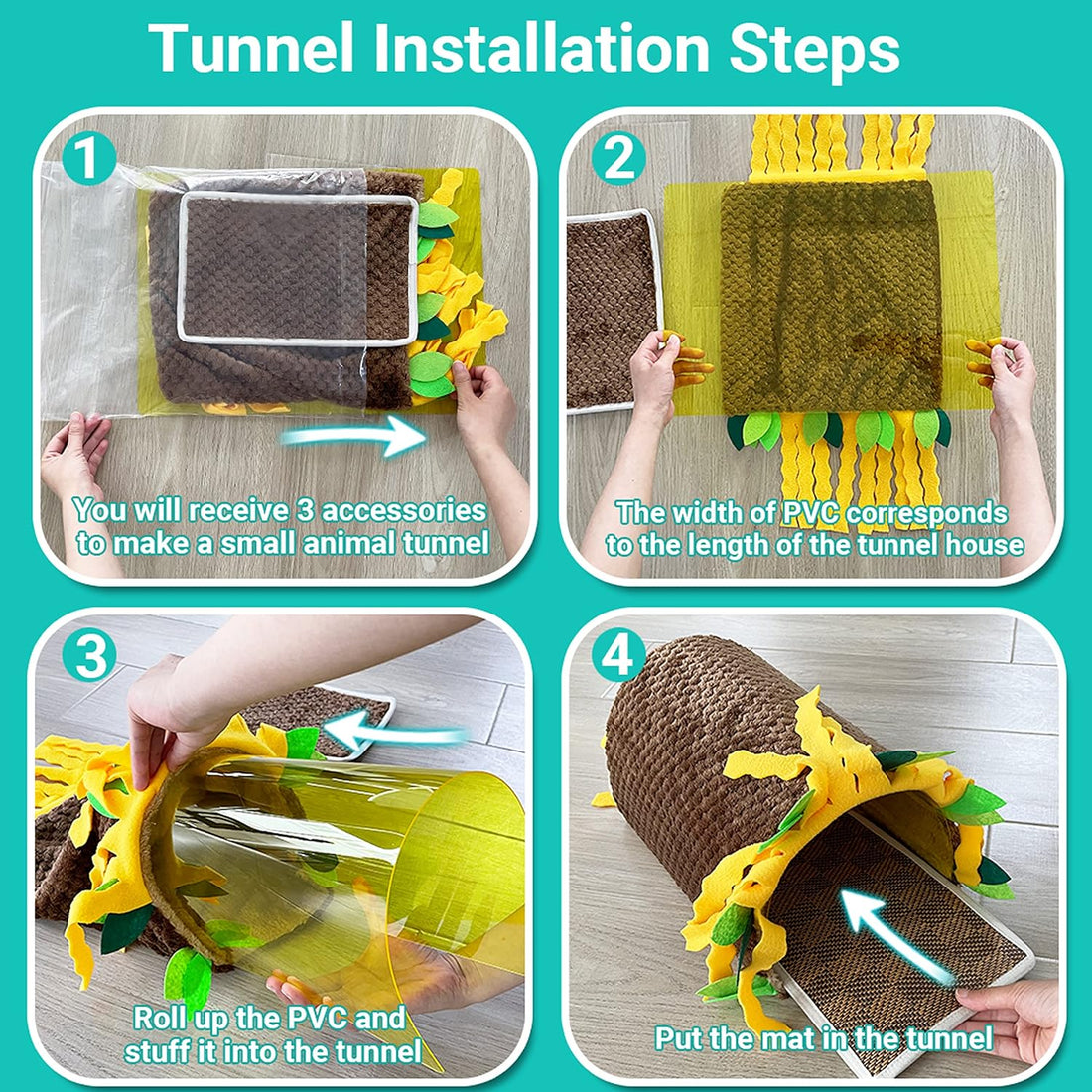 Guinea Pig Hideout, Fleece Tunnel House Small Pet Cage Accessories
