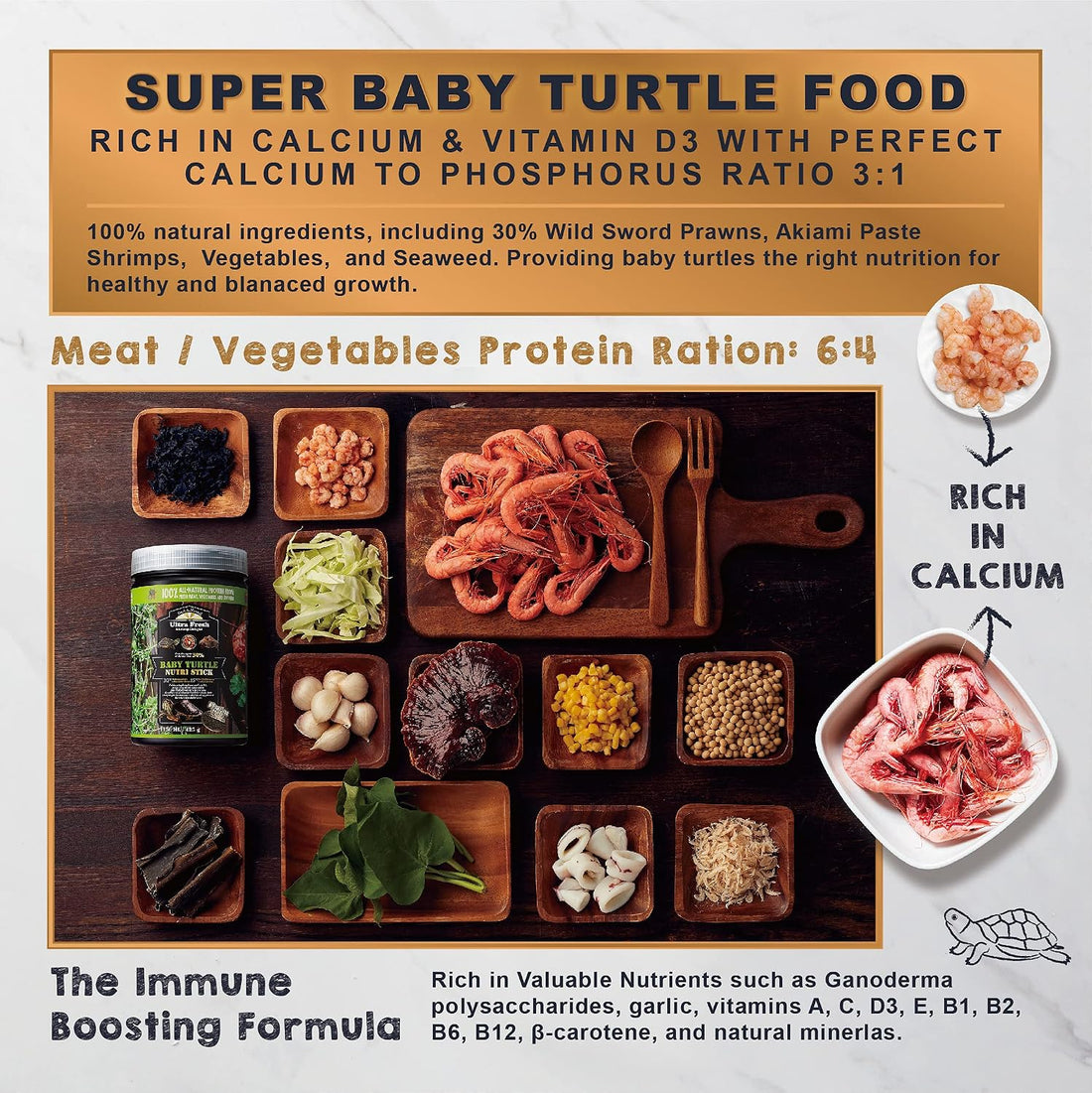 Ultra Fresh Floating Baby Turtle Food, All Natural Ingredients