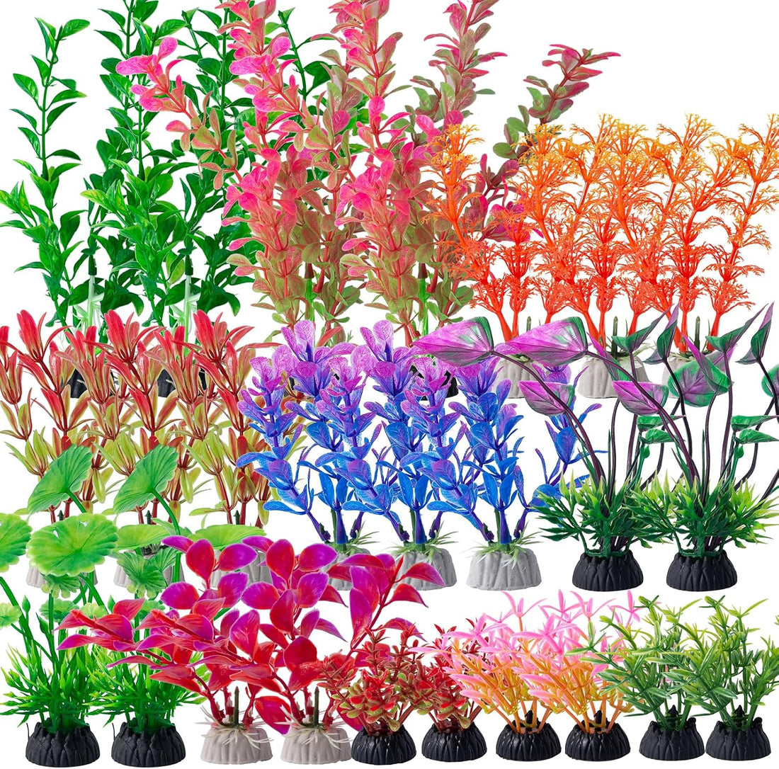 COMSUN 10 Pack Artificial Aquarium Plants