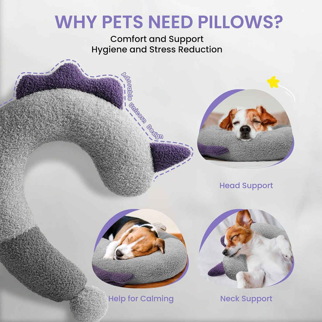 HiPetpy Dog Calming Pillow - Soft Neck Pillow for Dogs