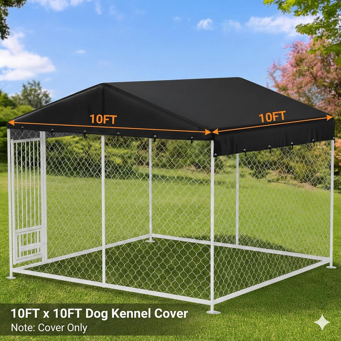 Outdoor Dog Kennel Cover 8'Dx4'Wx6'H Full Coverage Kennel Cover Large