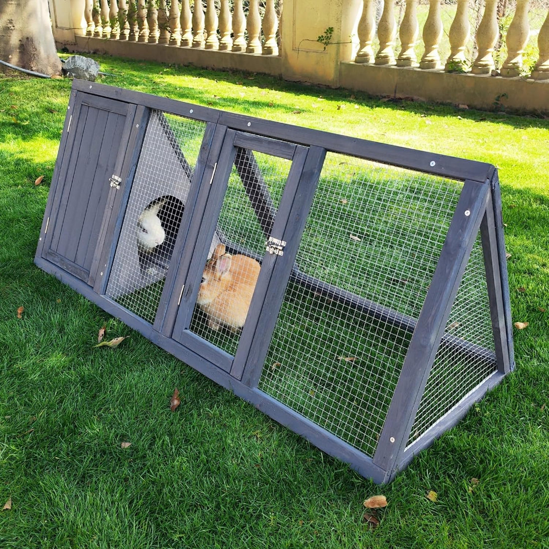 Outdoor Chicken Coop Wooden A-Frame Small Animal Coop Rabbit House