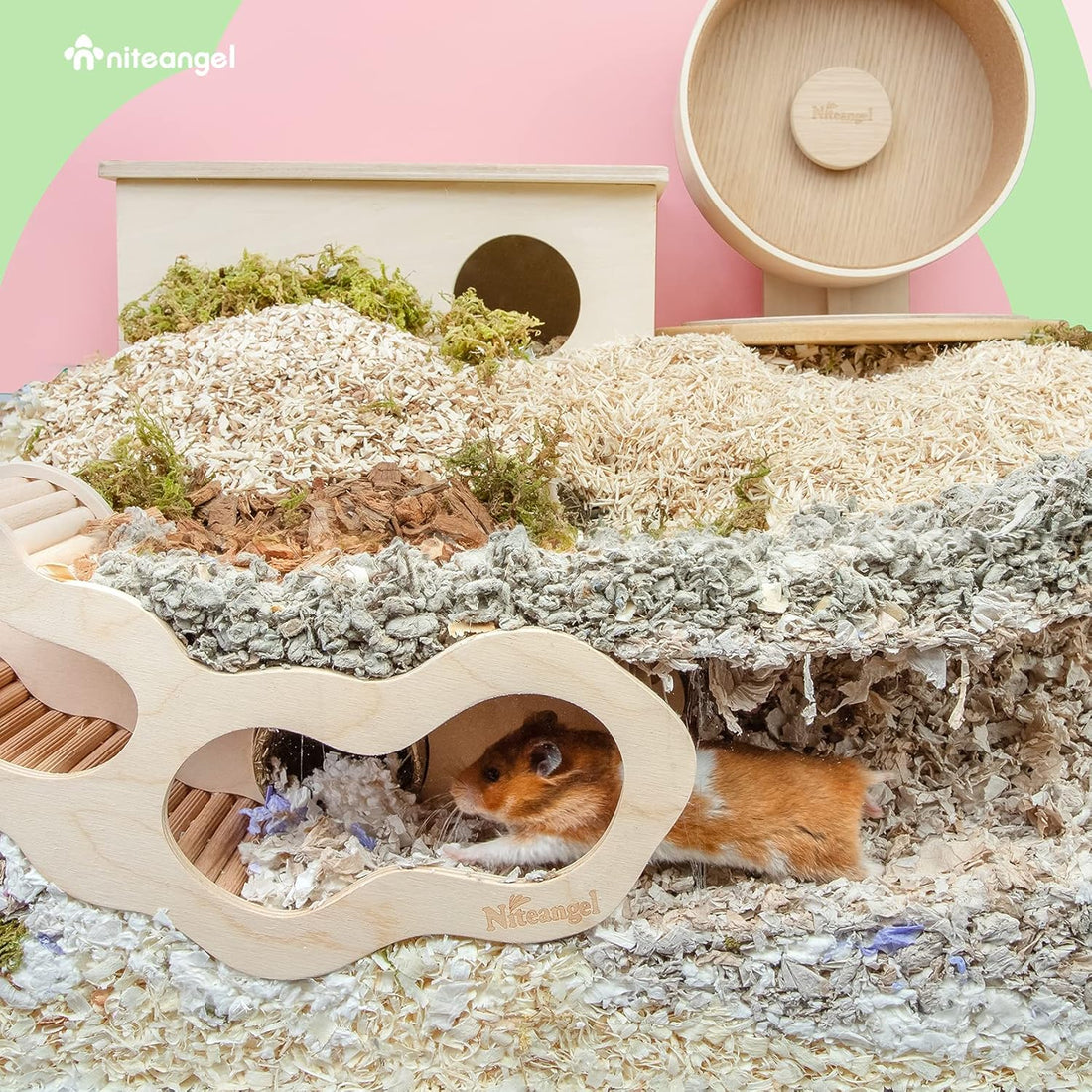 Niteangel Hamster House w/Climbing Ladder for Hamsters Gerbils Mice