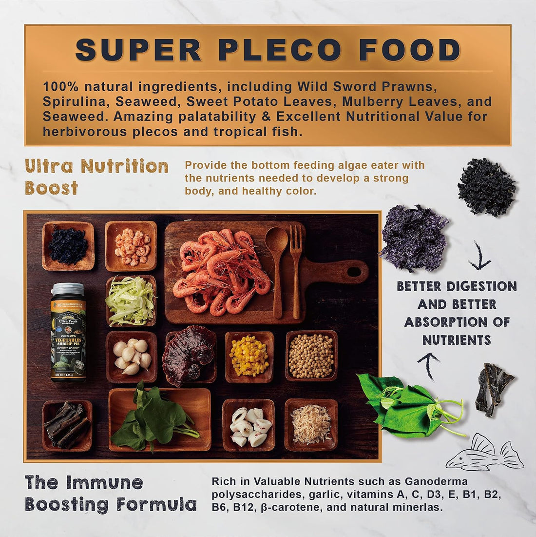 Ultra Fresh Algae Wafers Pleco Food, Spirulina & Algae, Sword Prawns