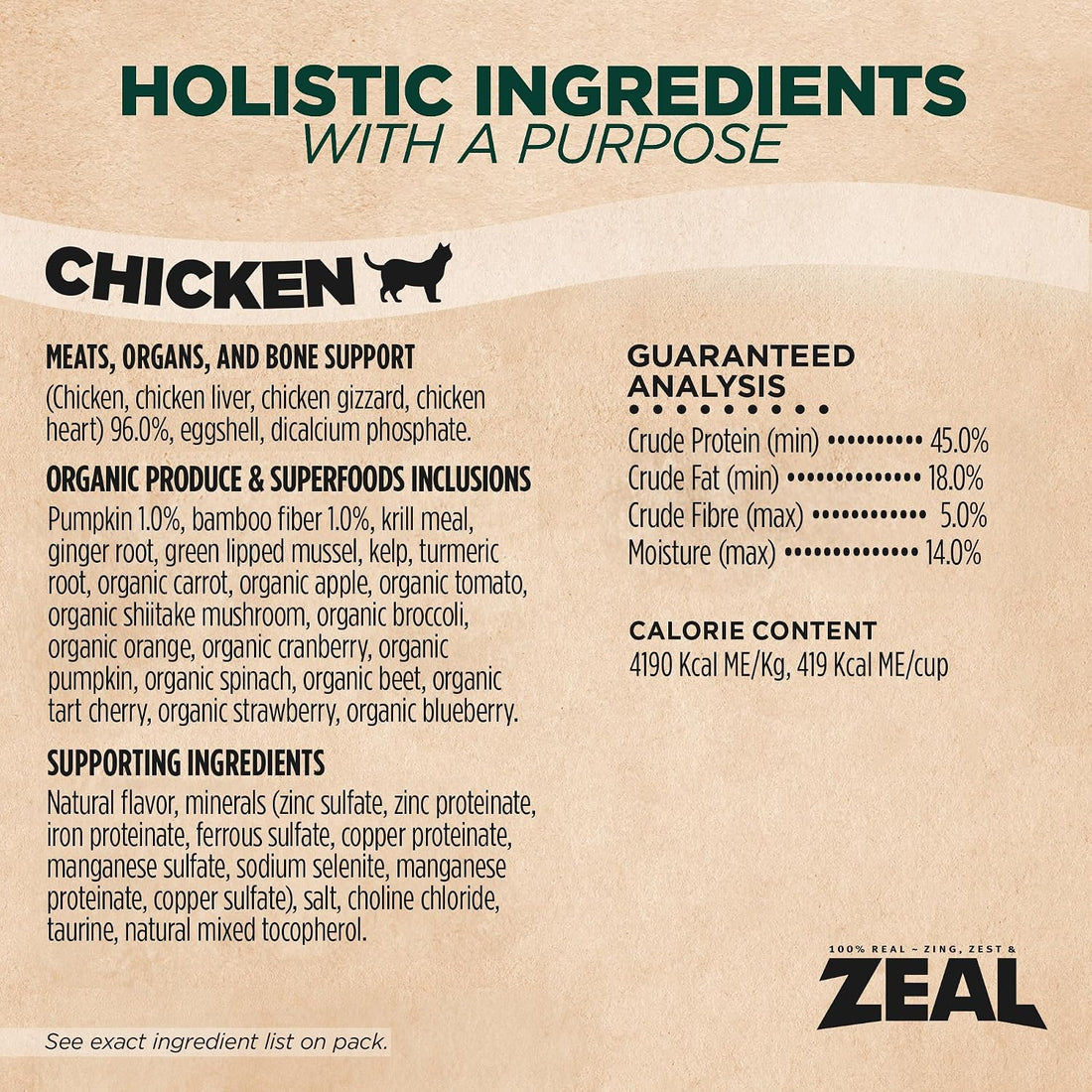 ZEAL Canada Air-Dried Cat Food Chicken Recipe - High Protein
