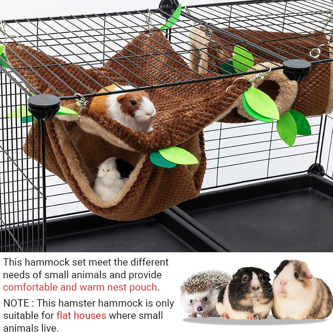 Guinea Pig Hideout, Hammock & Tunnel, Washable Cage Accessories