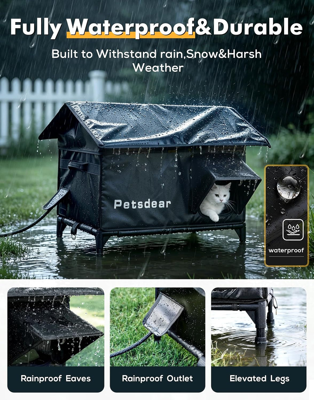 Heated Outdoor Cat House - Large Weatherproof Shelter for Multiple
