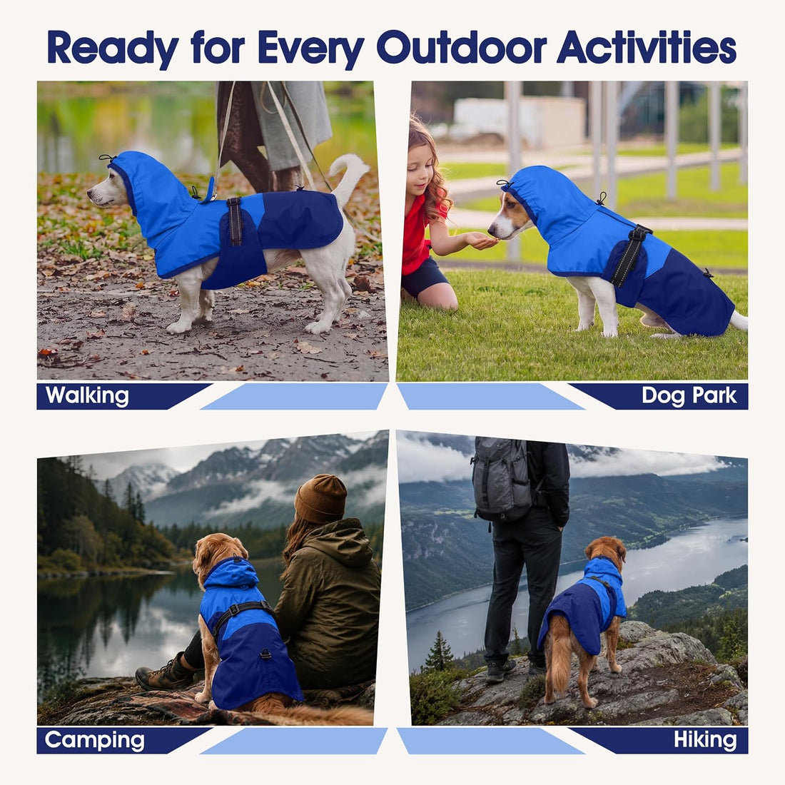 Lelepet Dog Raincoat,Reflective Dog Rain Jacket with Hood,Leash