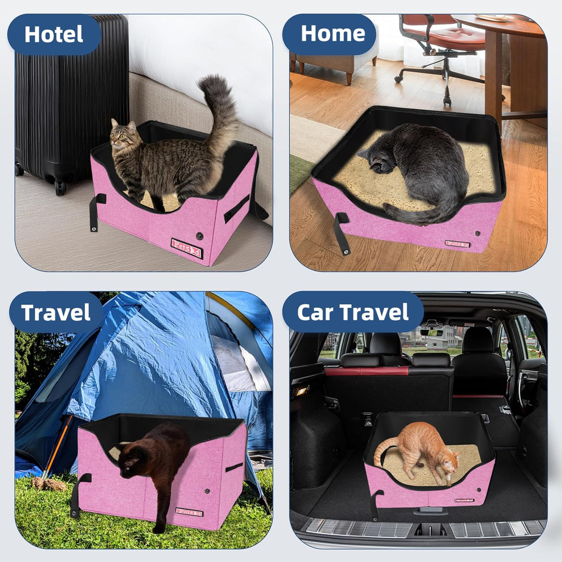 Petskd High Sides Portable Travel Litter Box for Cats with Lid