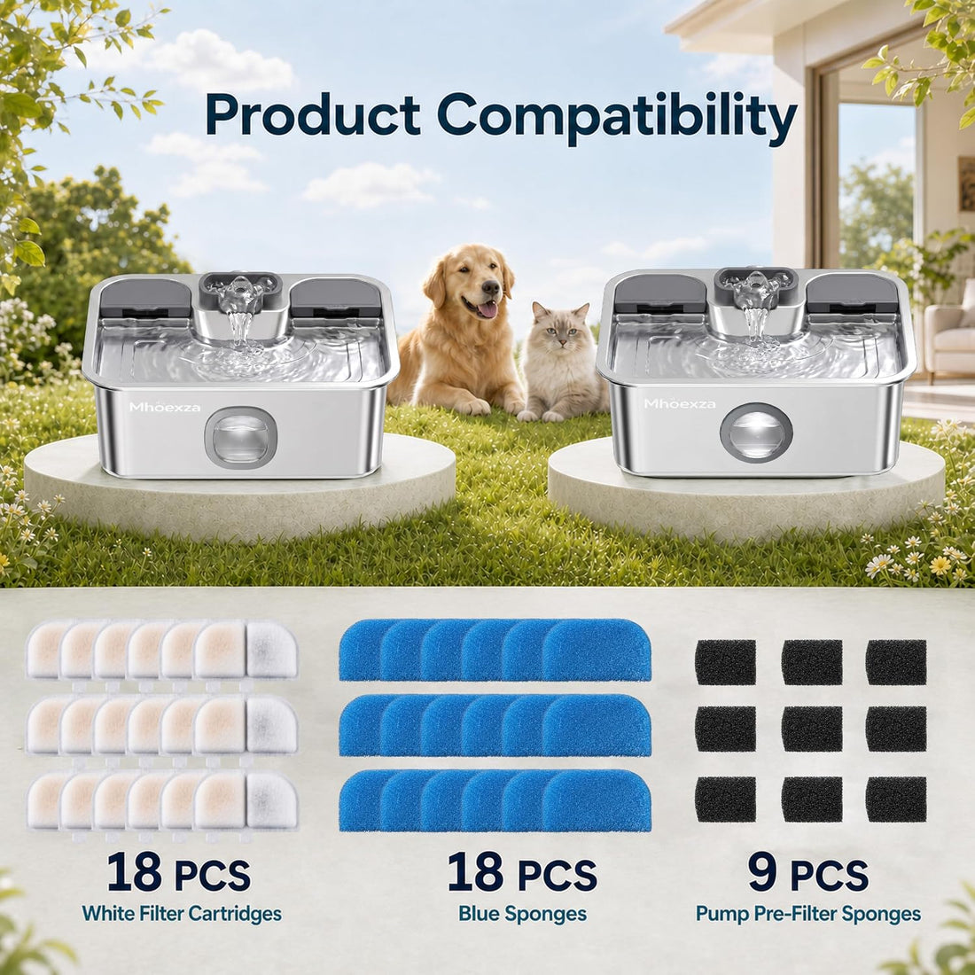 9 Pack Dog Water Fountain Filters Replacement Set
