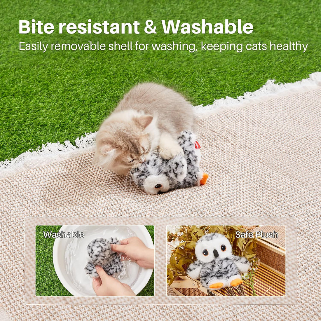 Potaroma Flapping Owl Cat Toys, Lifelike Bird Chirp
