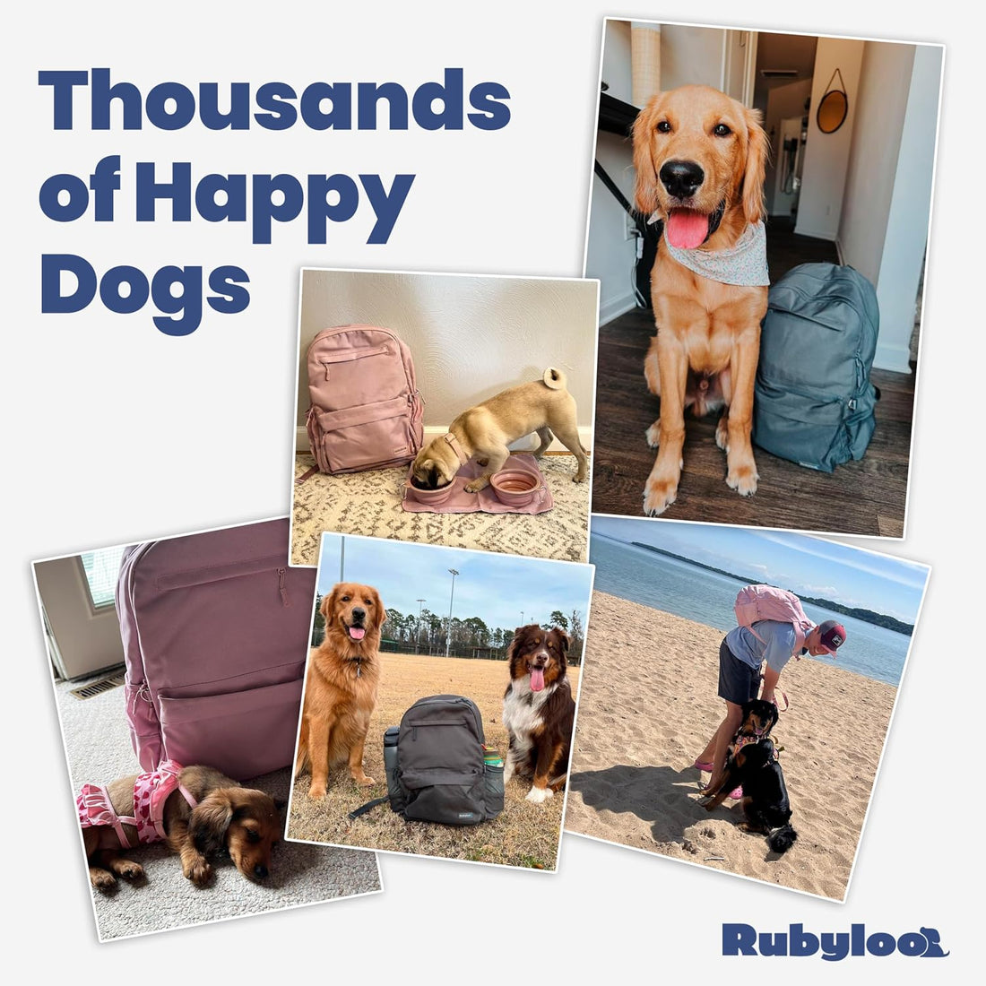 Rubyloo The Original Doggy Bag Backpack & 32oz Insulated Water Bottle