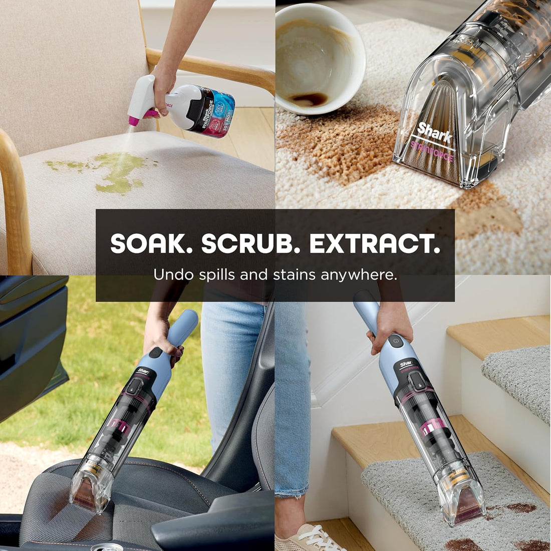 Shark StainForce Cordless Stain, Odor & Urine Remover, 2 Tools