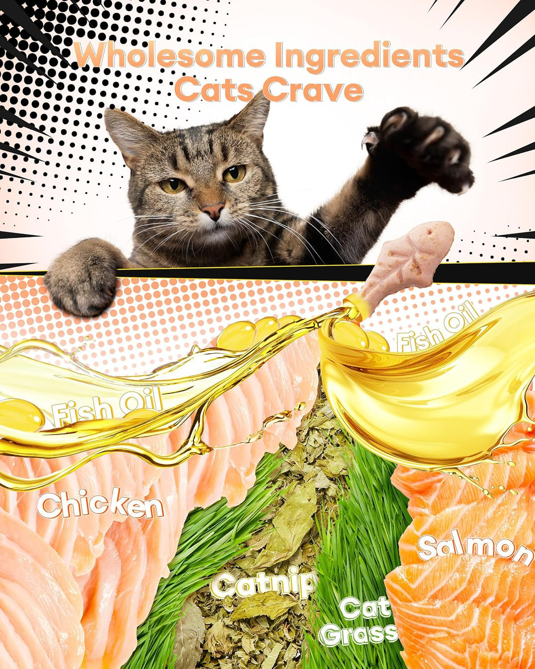 3.53oz Cat Grass Treats for Hairball Control, Digestive