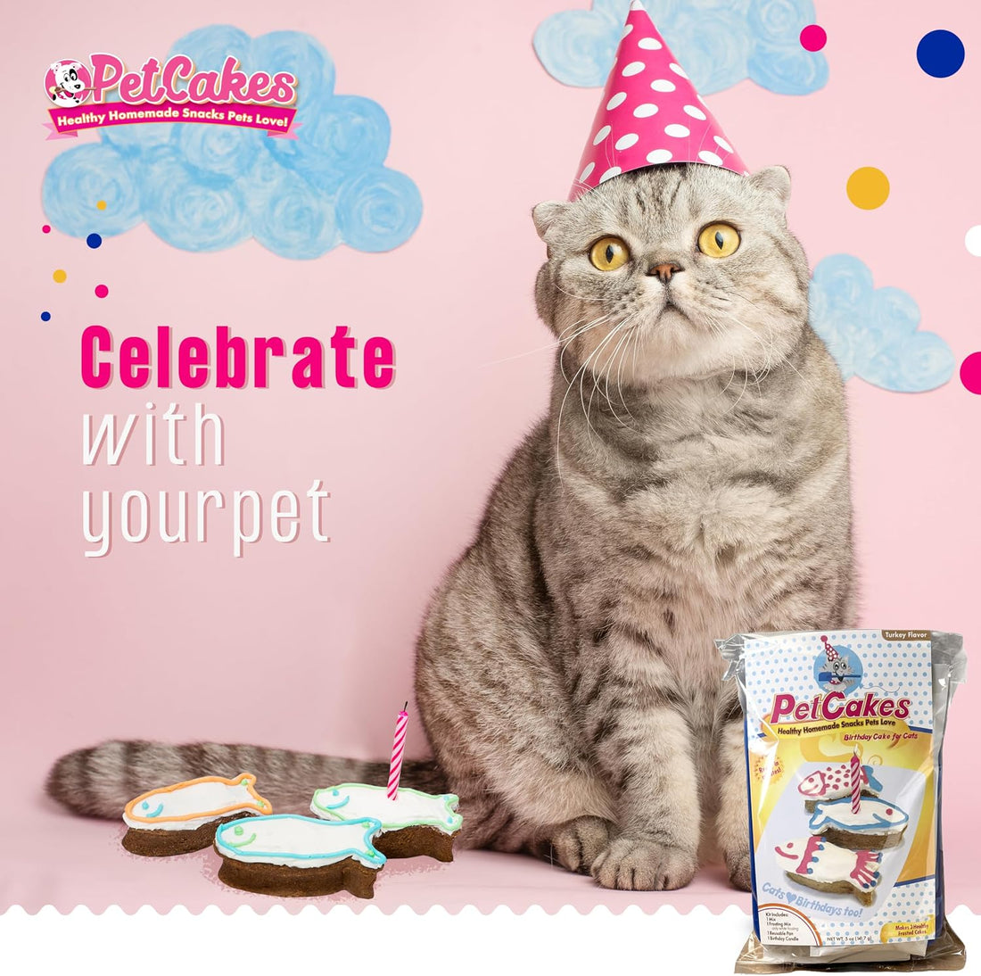PetCakes Cat Birthday Cake Kit - Natural Treats
