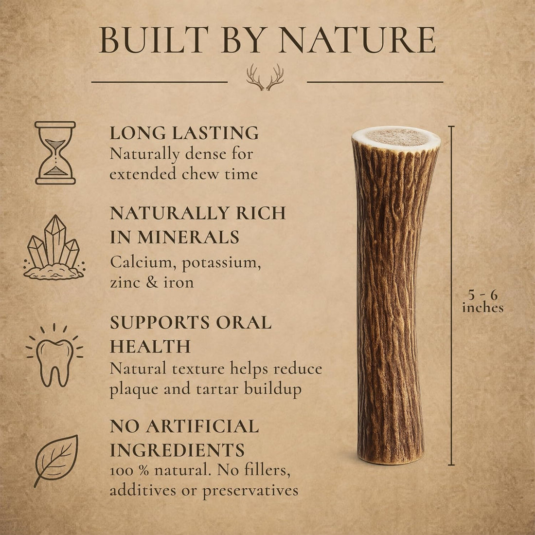 Whitetail Naturals Deer Antler Dog Chews - Long Lasting