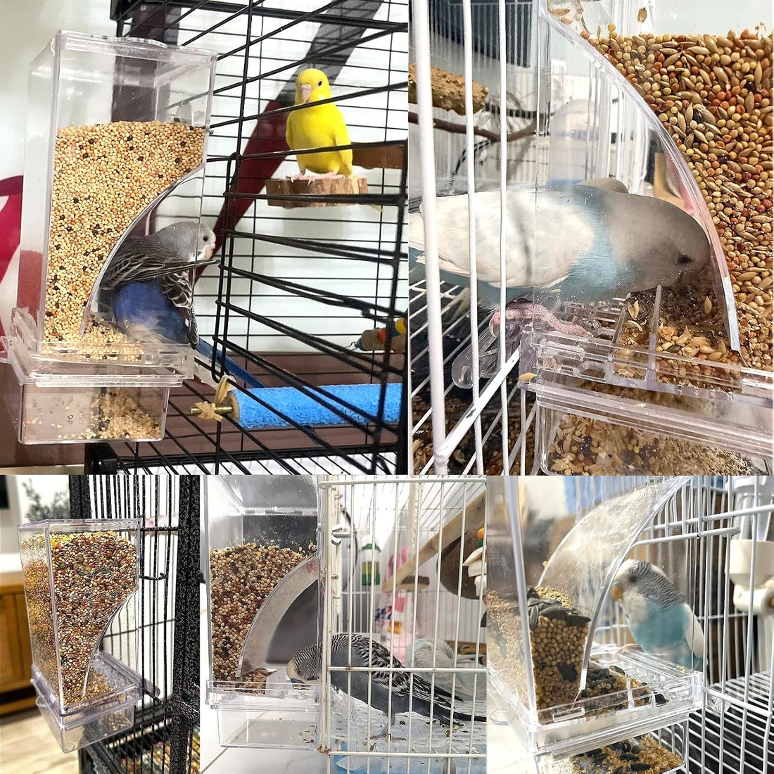 No Mess Bird Feeder for Cage Automatic Small Bird Food Container
