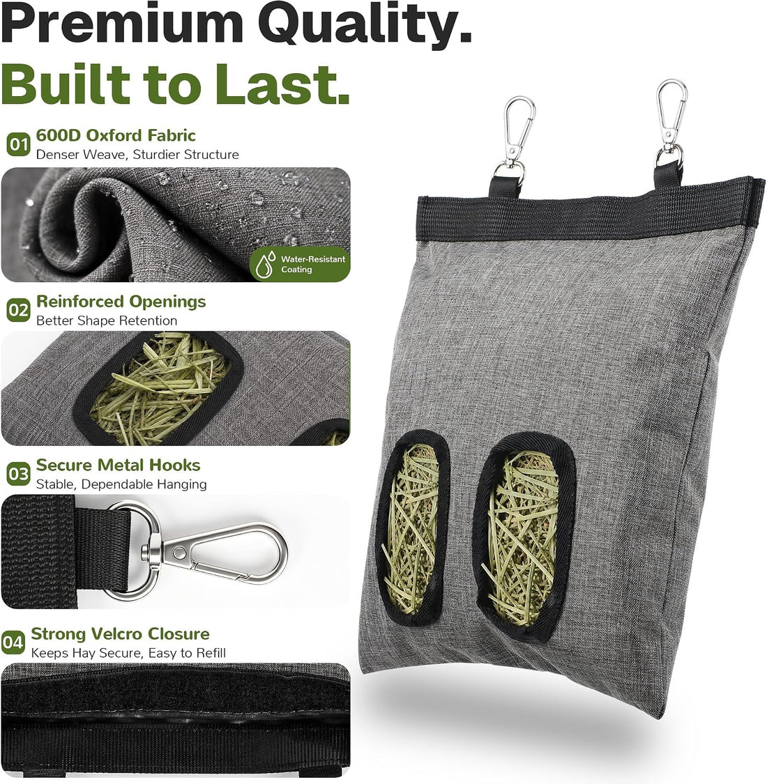 2-Pack Rabbit Hay Feeder Bags for Guinea Pigs, Bunnies & Chinchillas