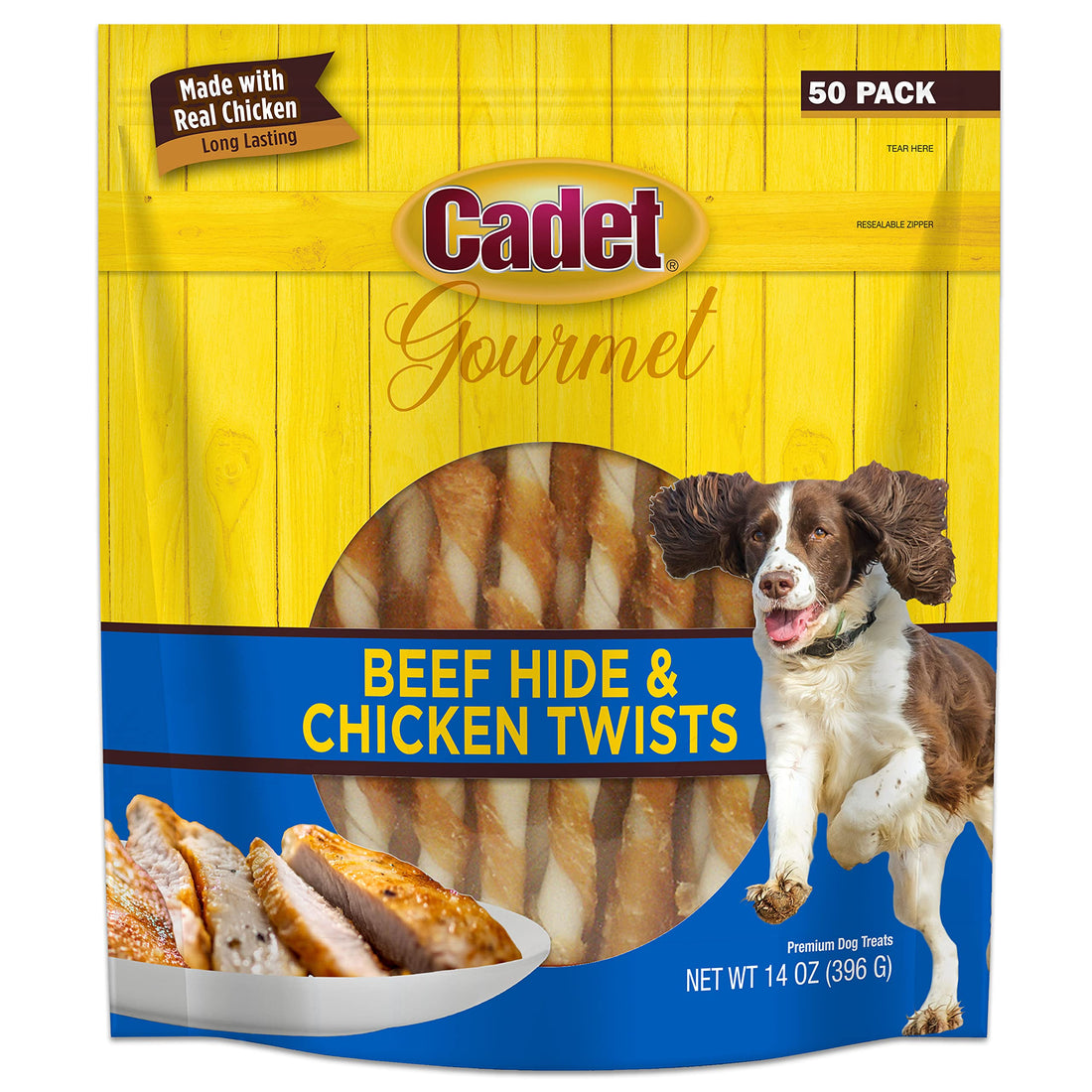 Cadet Gourmet 5-Inch Beef Hide Twist Chew Sticks