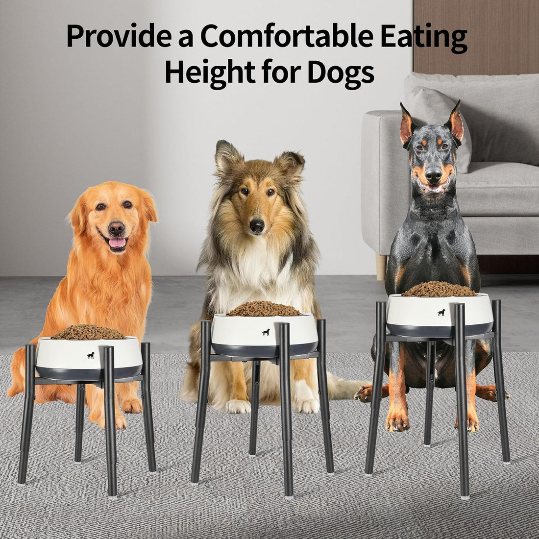 PROERR Raised Single Dog Bowl Stand for Medium Large,Adjustable