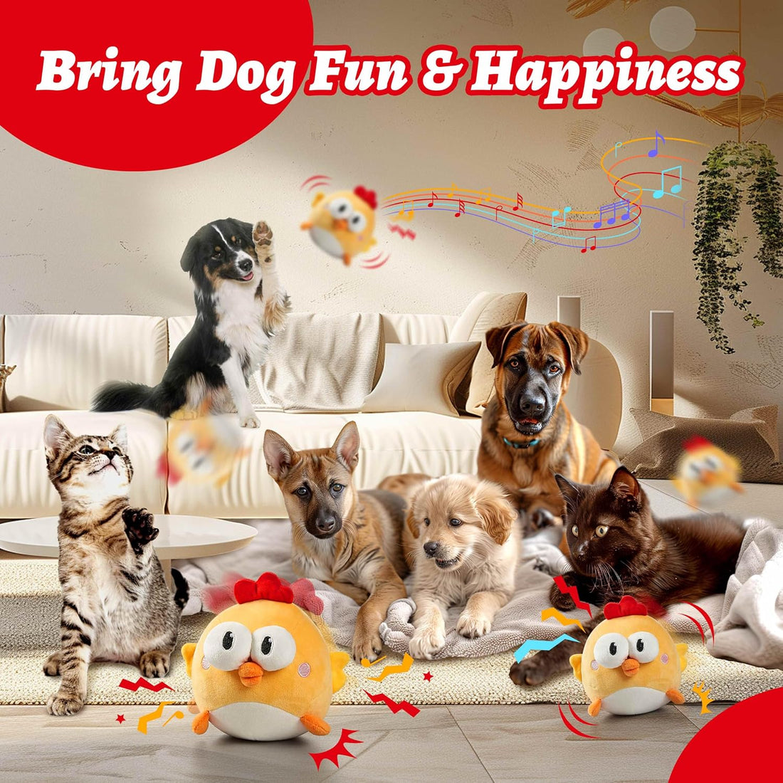GUKCO Interactive Dog Toys, Moving Ball Toy with Jumping & Music