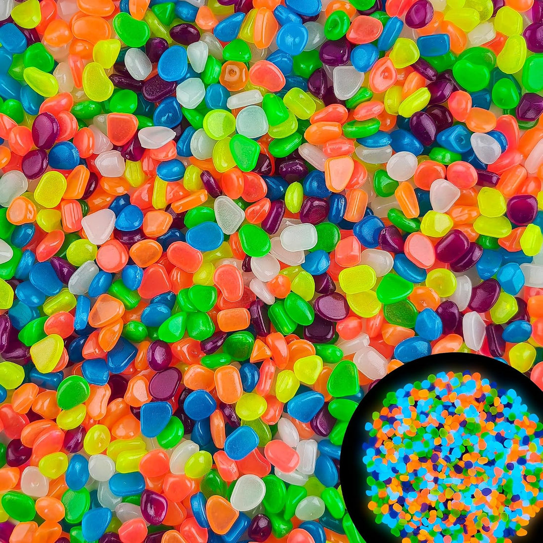 800pcs 5-8mm Colorful Glow in The Dark Garden Pebbles Stones 5-8mm