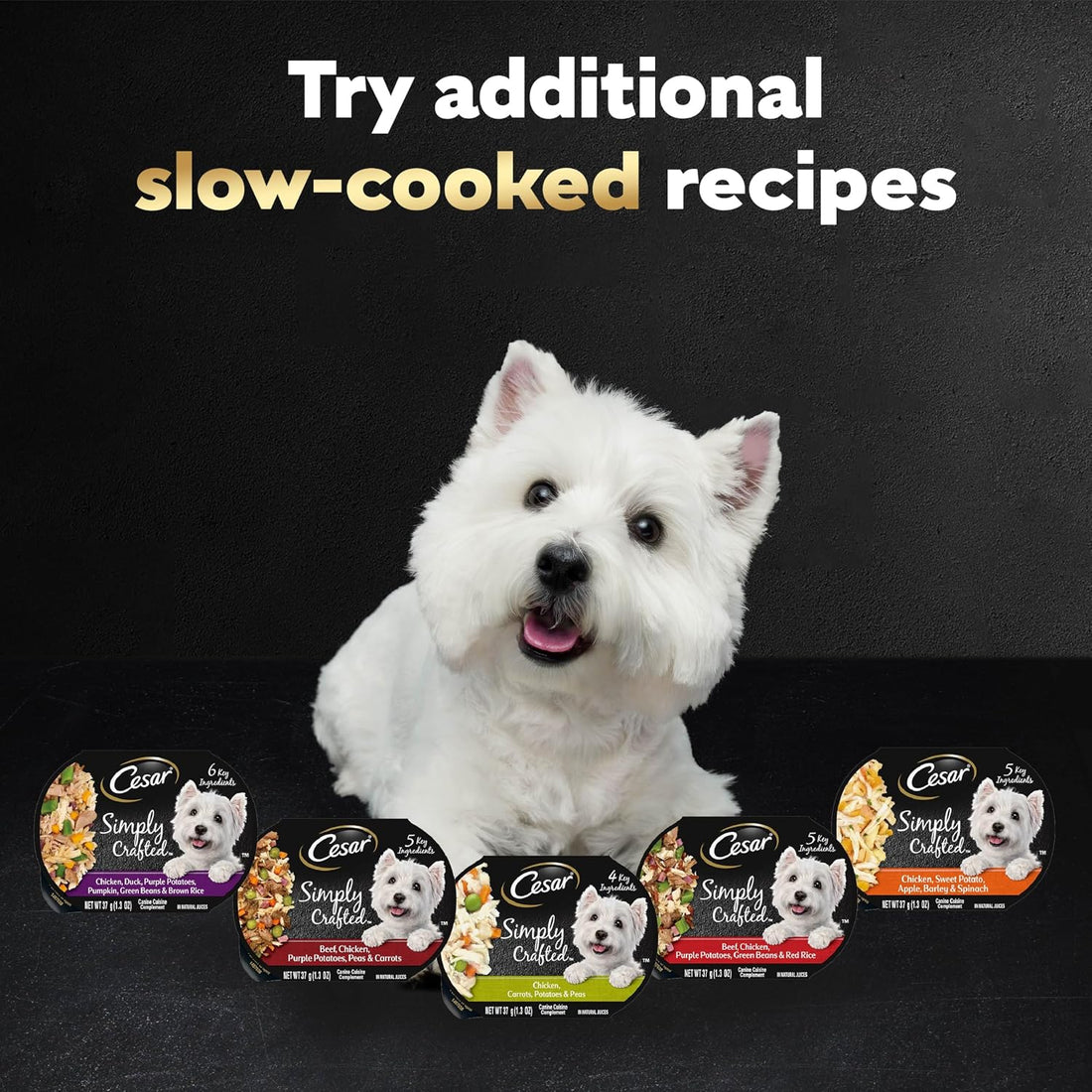 Cesar Simply Crafted Dog Food Topper, Chicken Pack, 1.3 oz, 8 Count