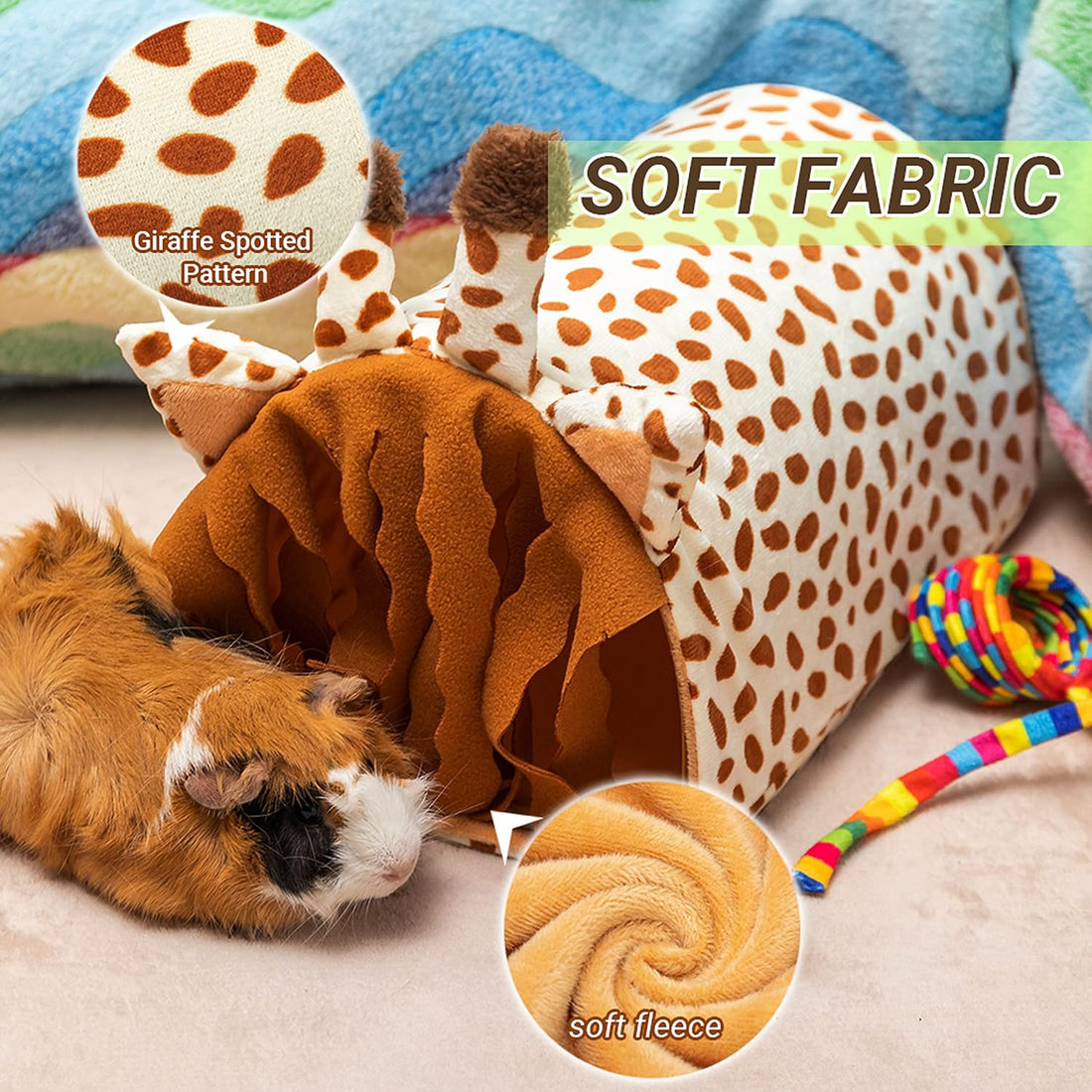 Guinea Pig Hideout, Fleece Tunnel House Small Pet Cage Accessories