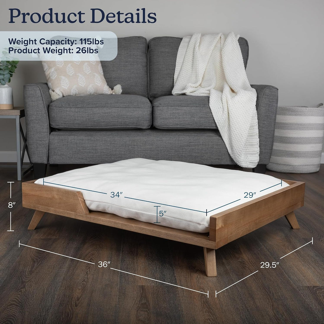 PETMAKER Elevated Dog Bed for Medium to Large Pets, Natural