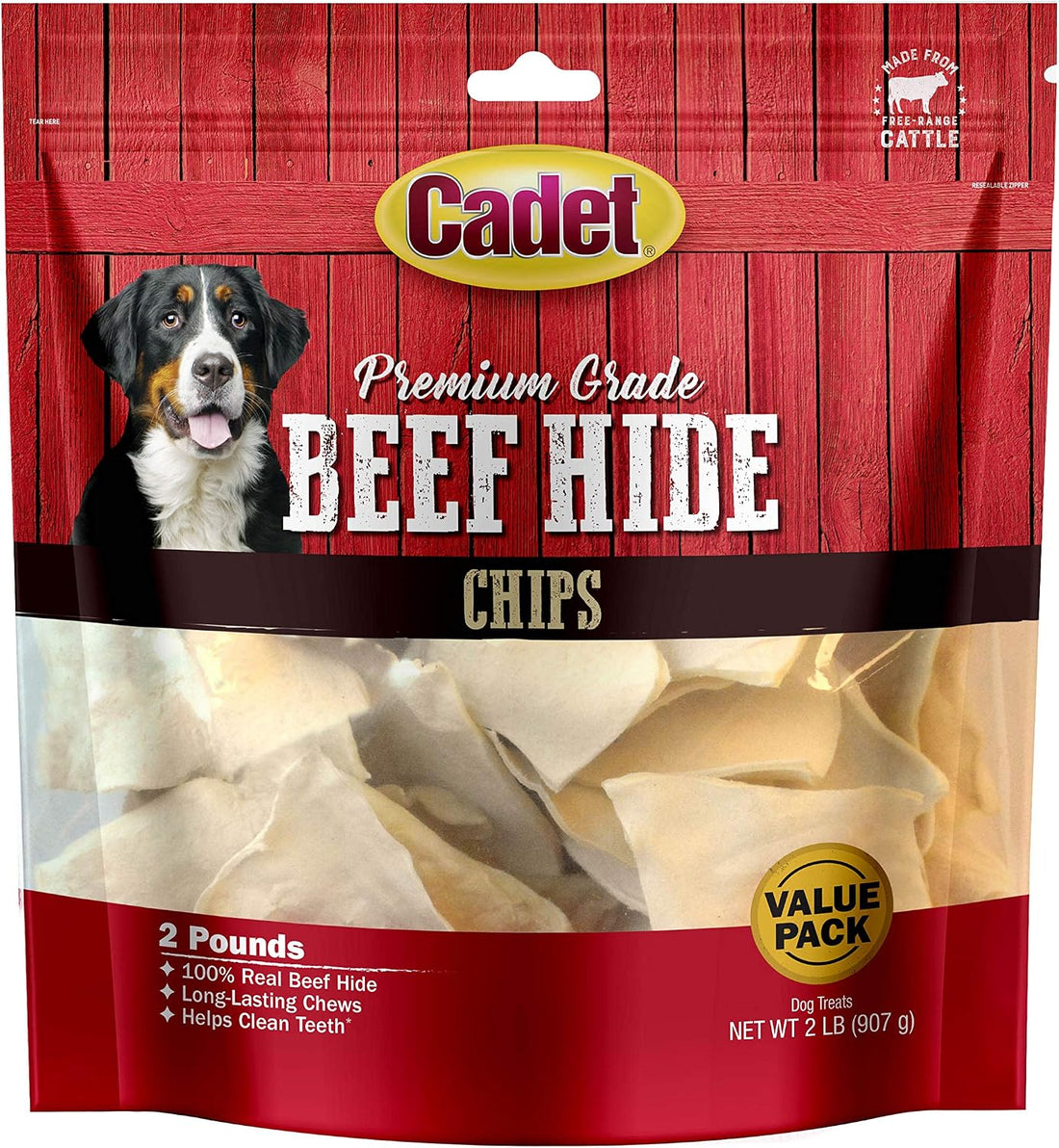 Cadet Premium Grade Beef Hide Chips Dog Chews, 2 lbs