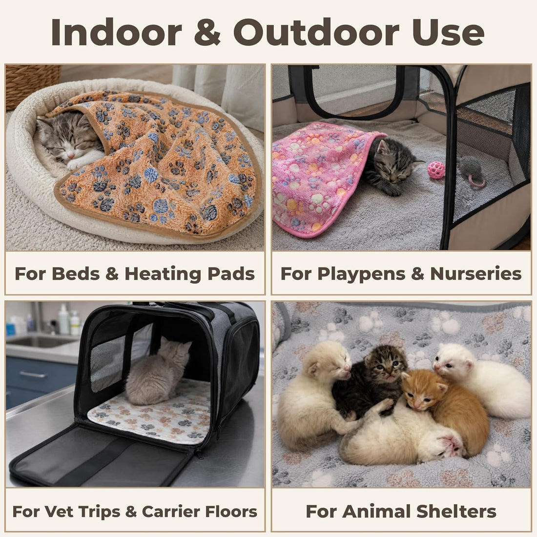1 Pack 4 Kitten Blankets for Indoor Kittens