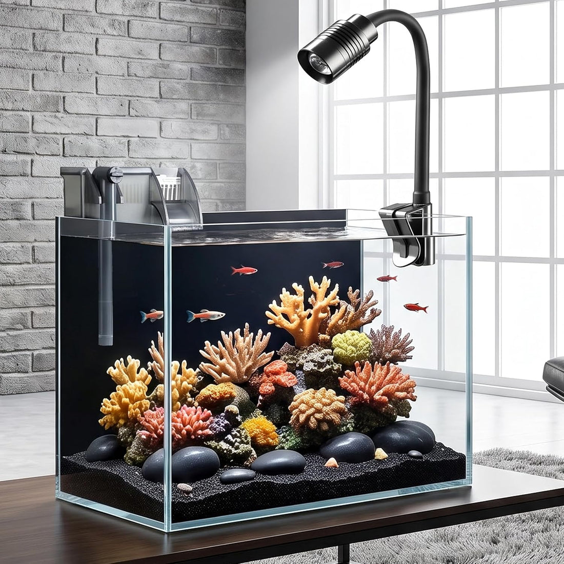 3.3 Gallon Small Fish Tank Glass Aquarium Complete Kit for Betta Fish