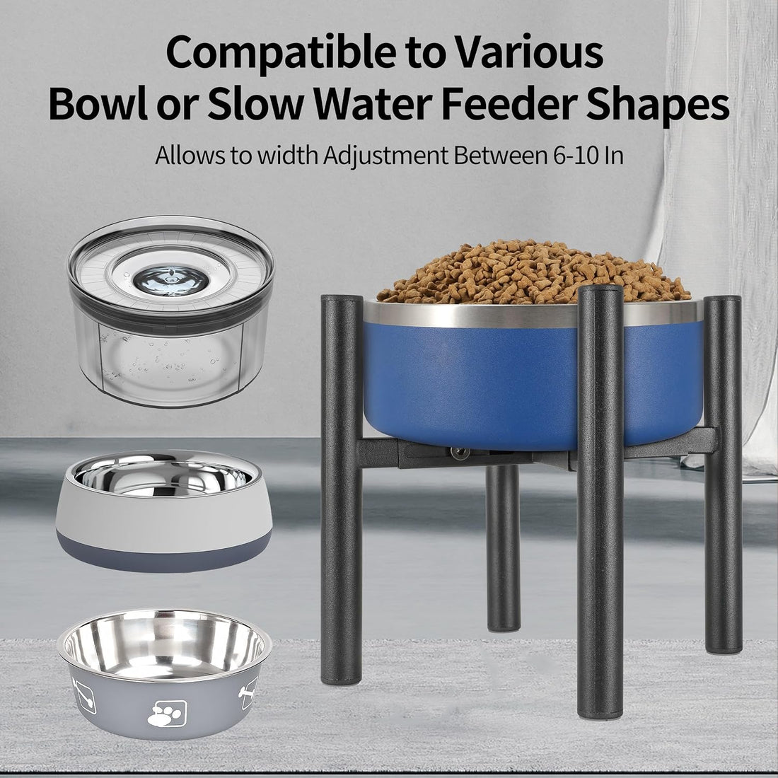 PROERR Raised Single Dog Bowl Stand for Medium Large,Adjustable